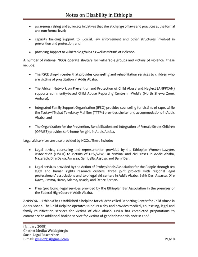 Notes on disability in ethiopia january 2008 PDF
