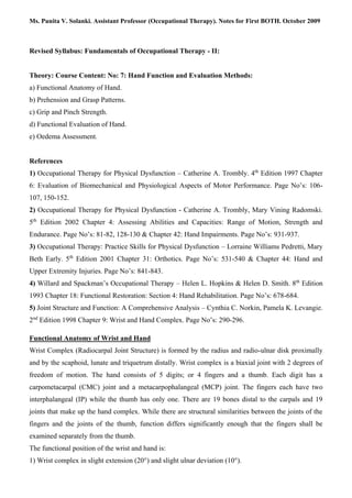 Hand Function Pdf Notes on Hand Functions_Punita V. Solanki | PDF
