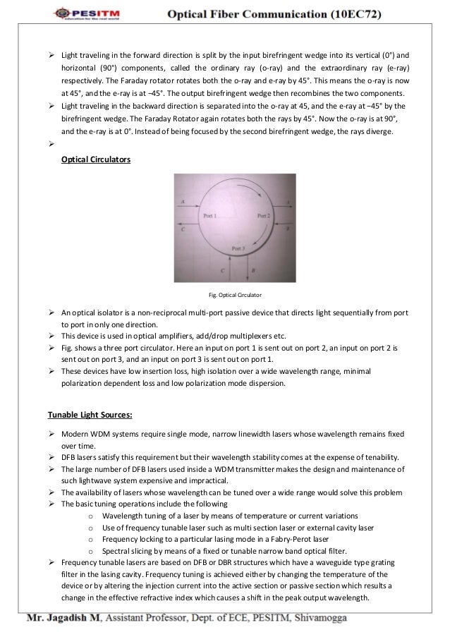 Notes on optical fiber communication unit7