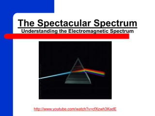 The Spectacular Spectrum
Understanding the Electromagnetic Spectrum
http://www.youtube.com/watch?v=cfXzwh3KadE
 