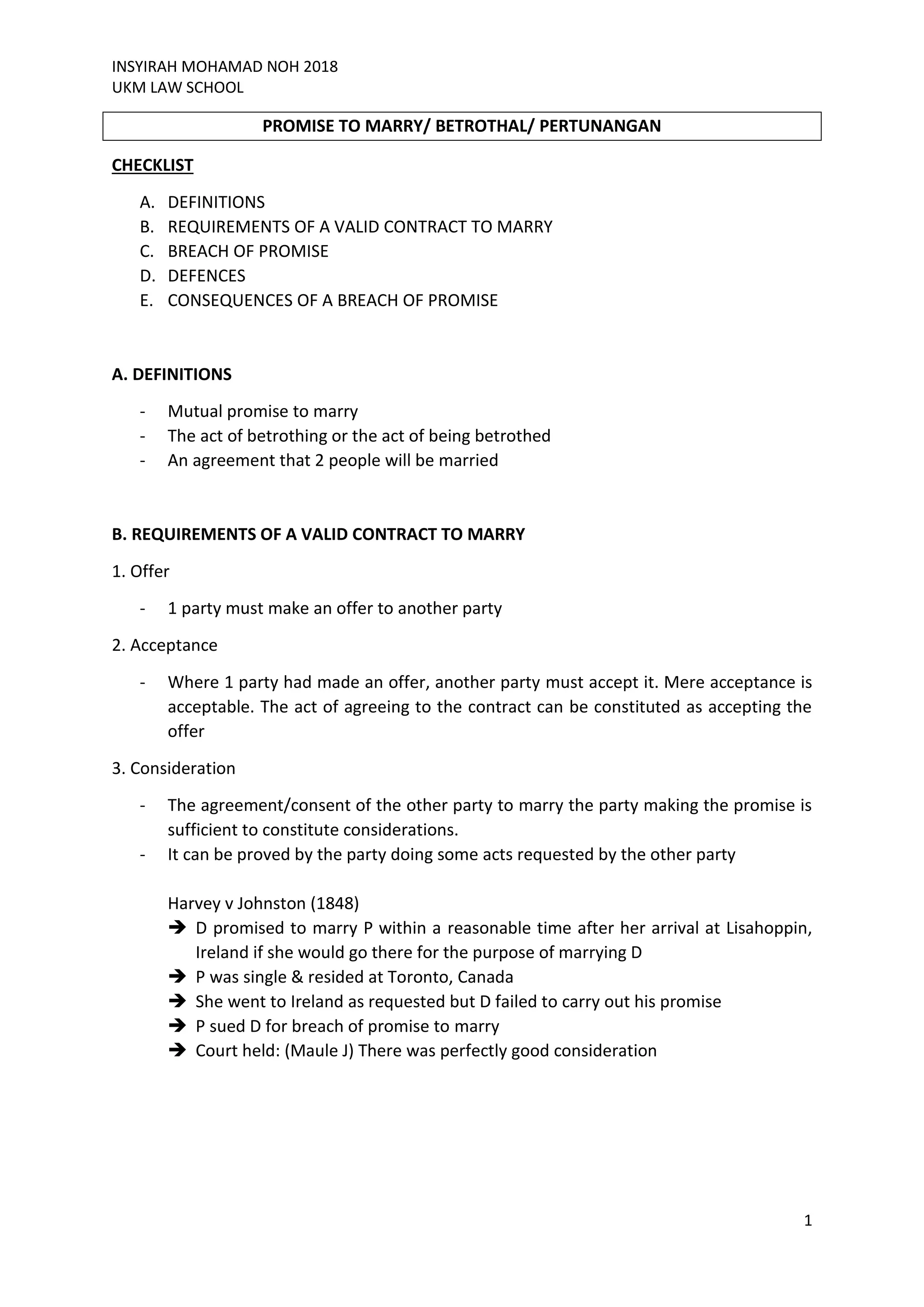 Promise Requirements FAMILY LAW - PROMISE TO MARRY | PDF
