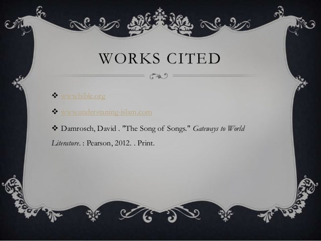 not essay song of songs works cited song