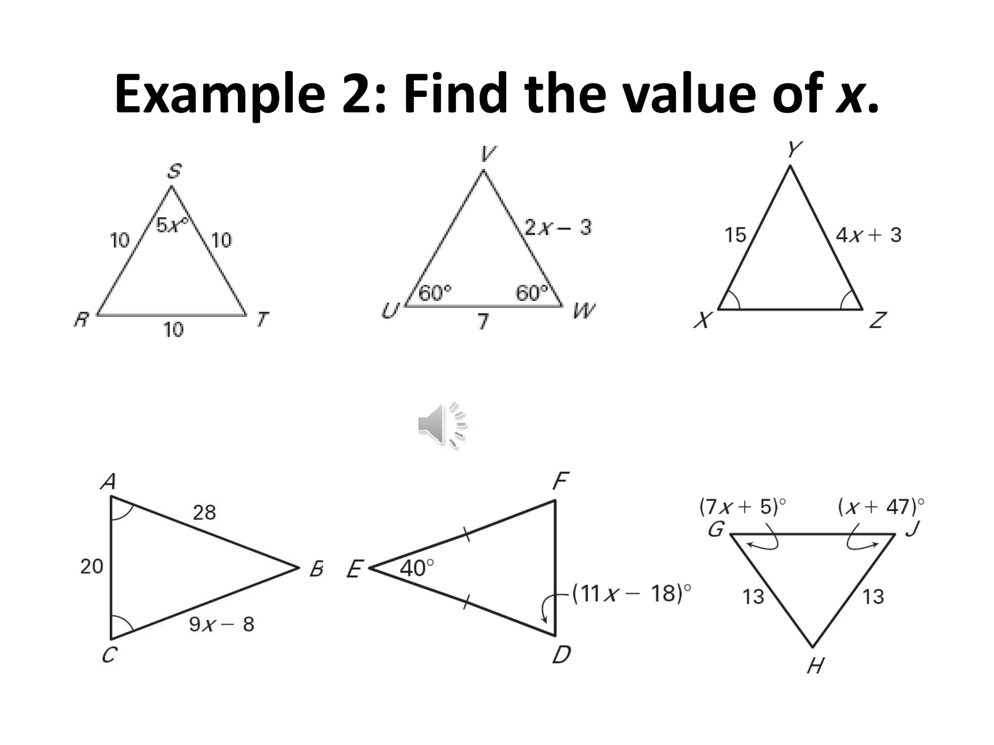 Example 2: Find the value of x.
 