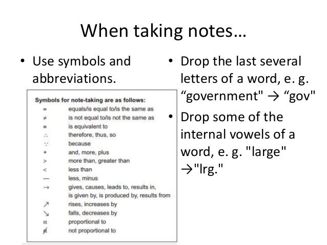 another word for taking notes