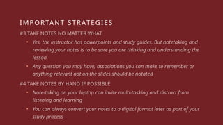 Taking Rigorous Notes NOTETAKING 101 Preparation Focus & Reinforcement | PPTX