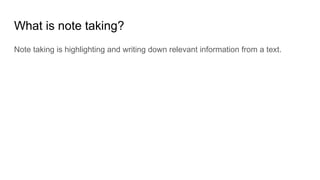 Note taking Note taking Note taking Note taking | PPTX
