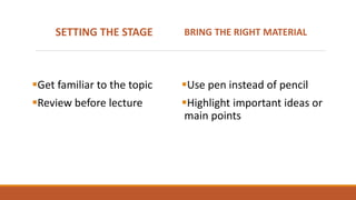 Note taking and note making | PPTX