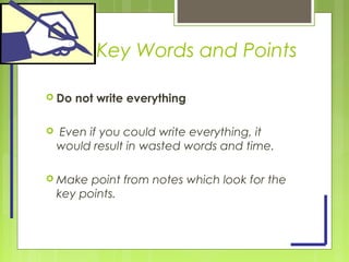 Key Points To Note Example Note taking basics | PPT
