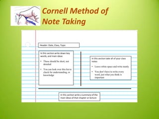 Learning 101: Note Taking | PPTX
