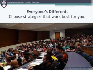 The University of British Columbia | VancouverEveryone’s Different.  Choose strategies that work best for you.classroom | Flickr - Photo Sharing! (n.d.). . Retrieved February 22, 2011, from http://www.flickr.com/photos/velkr0/3472576304/