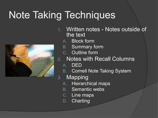 Note Taking Tips and Strategies | PPTX