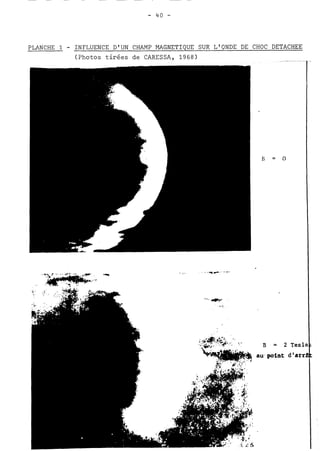 PLANCHE 1 - INFLUENCE D'UN CHAMP MAGNETIQUE SUR L'ONDE DE CHOC DETACHEE 
(Photos tirées de CARESSA, 1968) 
Tes 1 
d 'atz 
 
