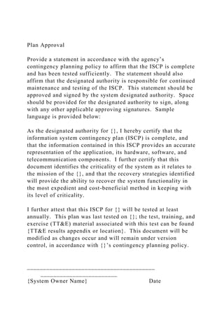 Iscp Sample NOTE This sample template is provided to address NIST SP 800-53 s.docx