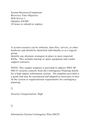 Iscp Sample NOTE This sample template is provided to address NIST SP 800-53 s.docx