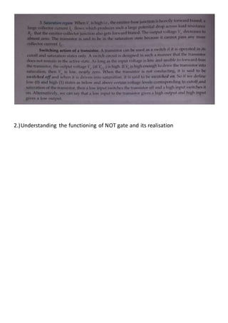 2.)Understanding the functioning of NOT gate and its realisation
 