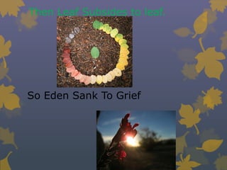 Then Leaf Subsides to leaf.So Eden Sank To Grief