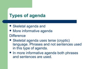Notice, agenda and minutes if meeting | PPT