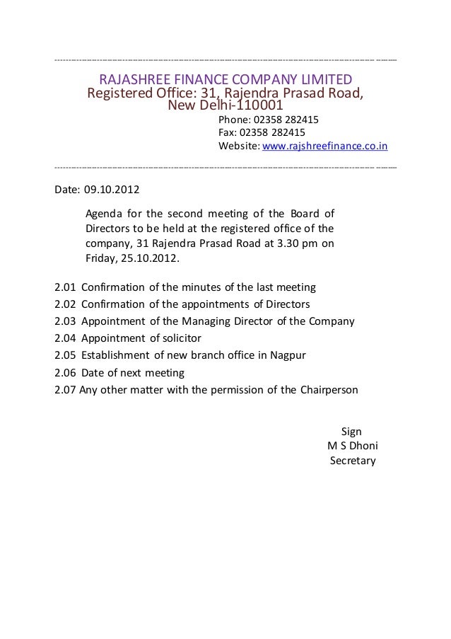 format letter delay Notice, meeting & of minutes agenda format letter delay Notice, meeting & of minutes agenda