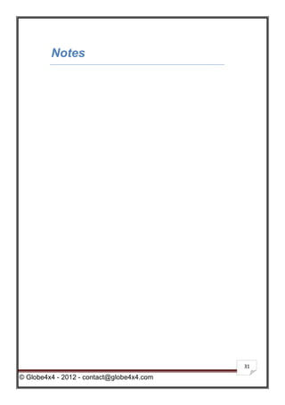 Notes




                                           31

© Globe4x4 - 2012 - contact@globe4x4.com
 