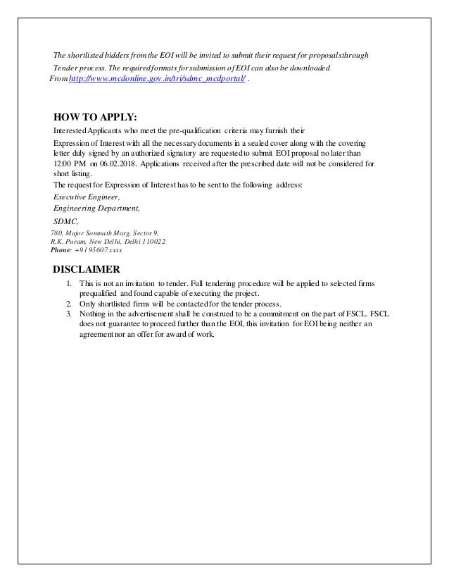 Letter Of Interest In Bidding Document Hub