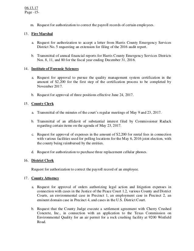 authorization letter harris county notice of a meeting agenda harris county authorization letter harris county notice of a meeting agenda harris county