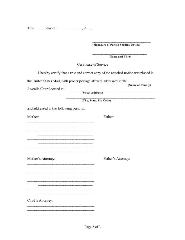 Notice of placement change form