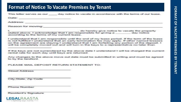 notice to vacate premises format template legalraasta