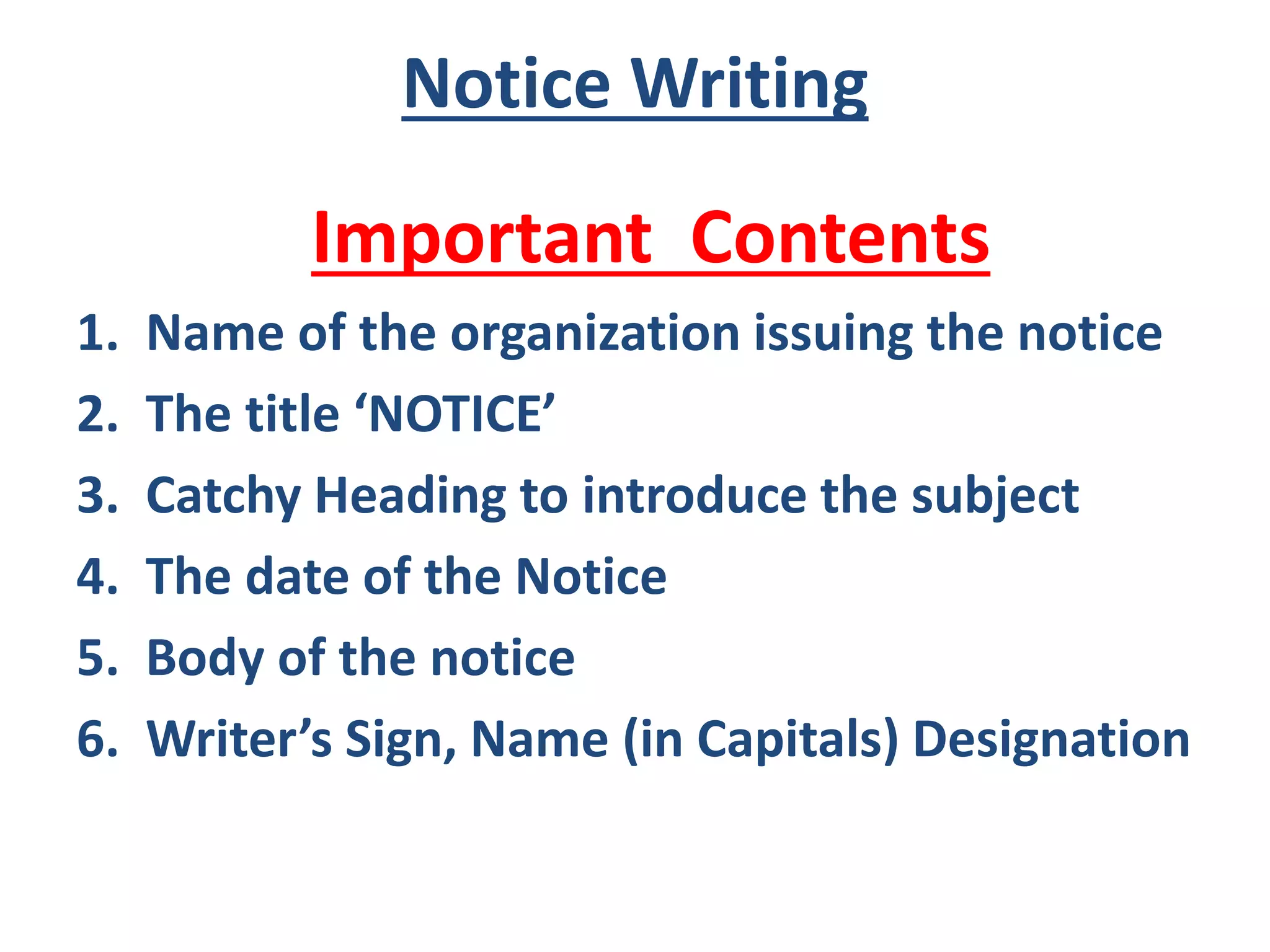 Notice writing | PPTX