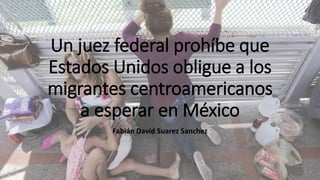 Un juez federal prohíbe que
Estados Unidos obligue a los
migrantes centroamericanos
a esperar en México
Fabián David Suarez Sanchez
 