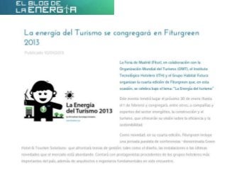  La energía del Turismo se congregará en Fiturgreen 2013