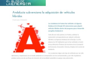 Andalucía subvenciona la adquisición de vehículos híbridos
