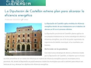 La Diputación de Castellón estrena plan para alcanzar la eficiencia energética
