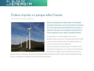 Endesa impulsa un parque eólico francés