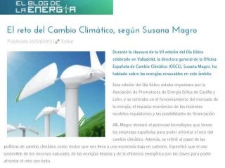 El reto del Cambio Climático, según Susana Magro