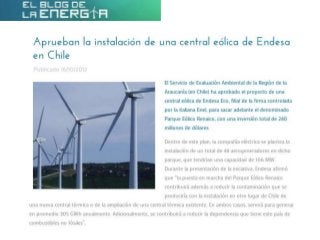 Aprueban la instalación de una central eólica de Endesa en Chile