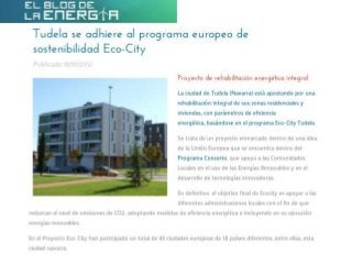 Tudela se adhiere al programa europeo de sostenibilidad Eco-City