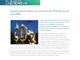 España planea reducir sus emisiones de CO2 de cara al año 2020