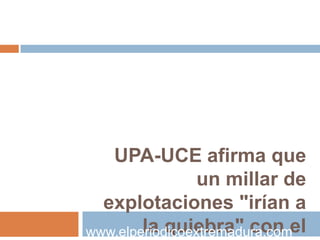 UPA-UCE afirma que
                 un millar de
  explotaciones "irían a
www.elperiodicoextremadura.comel
        la quiebra" con
 