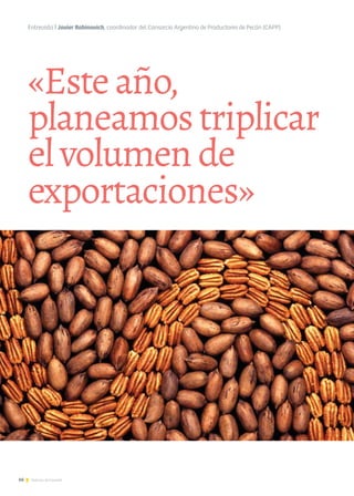 66 Noticias de ExportAr
«Esteaño,
planeamostriplicar
elvolumende
exportaciones»
Entrevista I Javier Rabinovich, coordinador del Consorcio Argentino de Productores de Pecán (CAPP)
 
