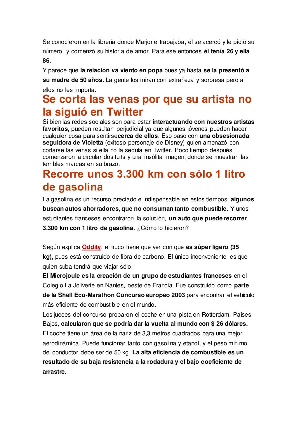 Noticias curiosas