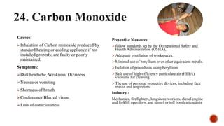 Causes:
Inhalation of Carbon monoxide produced by
standard heating or cooling appliance if not
installed properly, are fa...