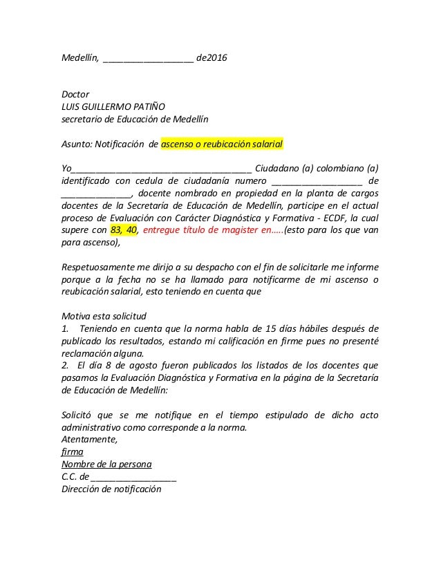 Notificación ascenso medellín