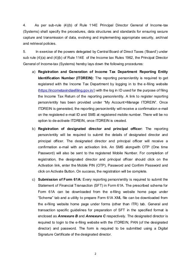 cbdt notification form 61 a
