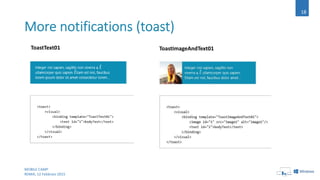 MOBILE CAMP
ROMA, 12 Febbraio 2015
18
ToastText01 ToastImageAndText01
 