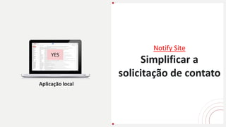 Aplicação local
Notify Site
Simplificar a
solicitação de contato
YES
 