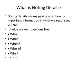 Noting Reportable Noting Details lecture and activities g4 | PPTX