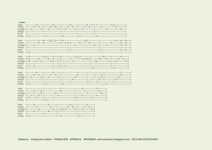 Noting Else Matters Tablatura Guitarra
