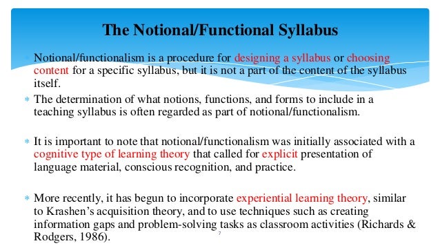 Notional functional syllabus