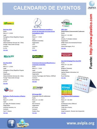 Fuente:http://www.plastico.com
CALENDARIO DE EVENTOS
 