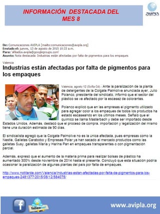 INFORMACIÓN DESTACADA DEL
MES 8
 